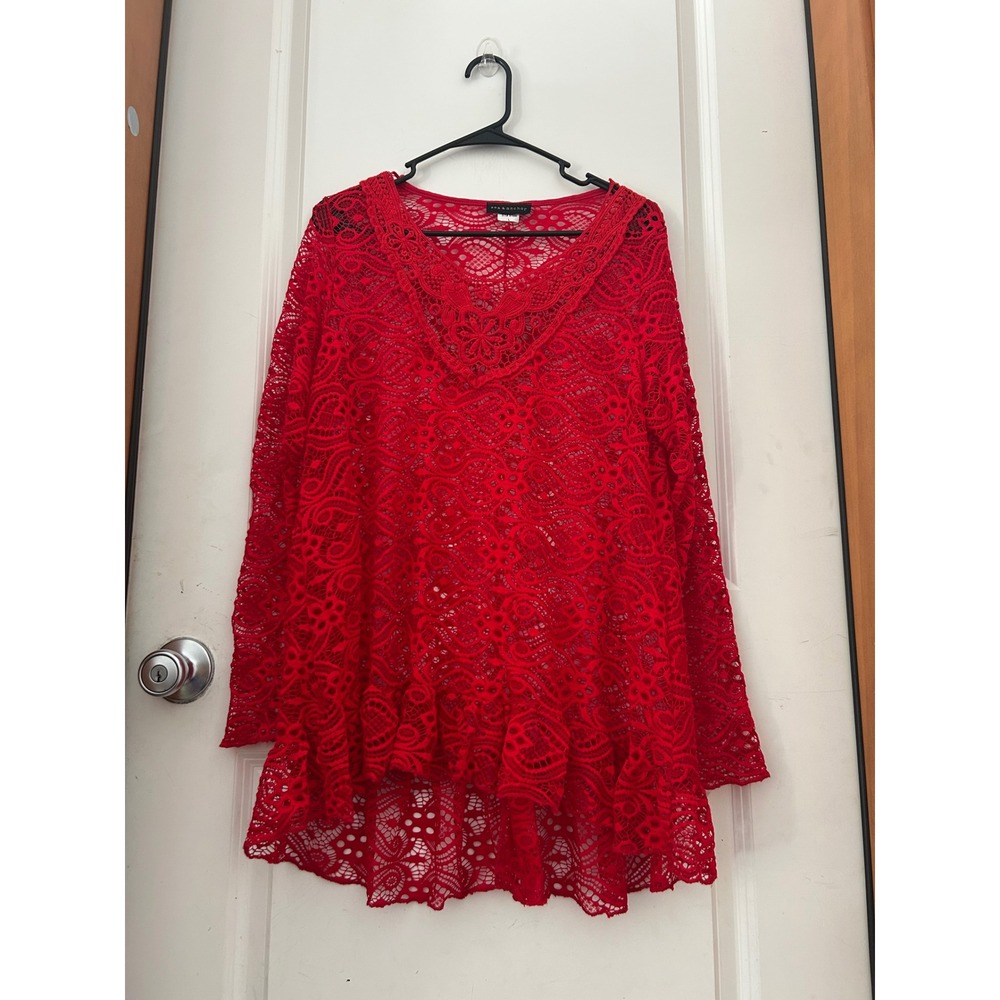 Sea and Anchor Lace Shirt, Large, red